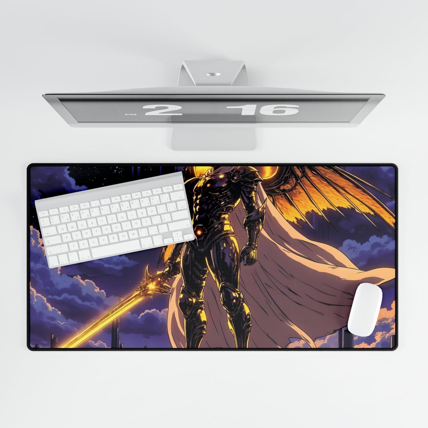 Celestial Warrior of Light Gaming Mouse Pad – Epic Fantasy RPG Art