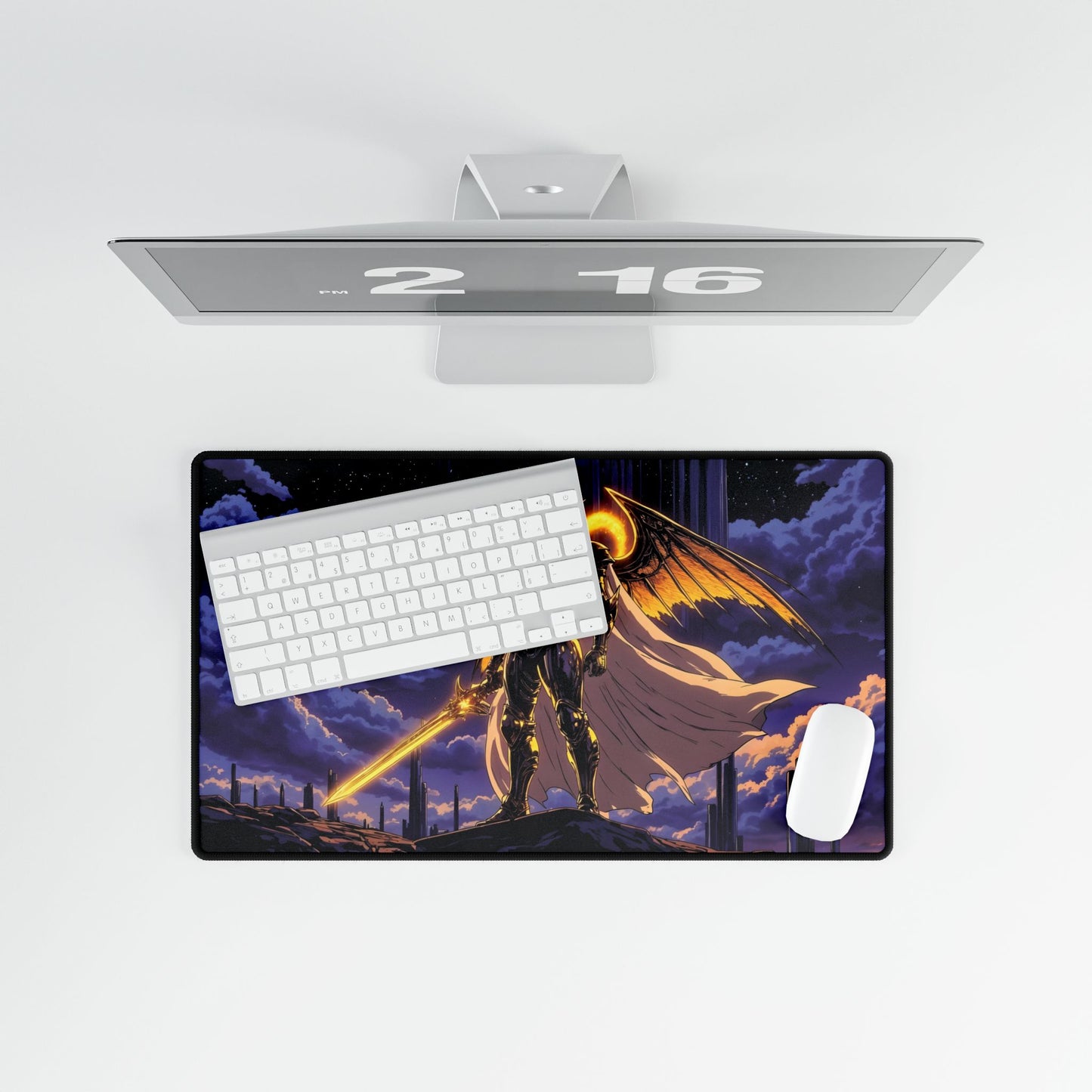 Celestial Warrior of Light Gaming Mouse Pad – Epic Fantasy RPG Art