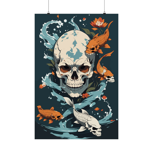 Underwater Skull Matte Vertical Poster