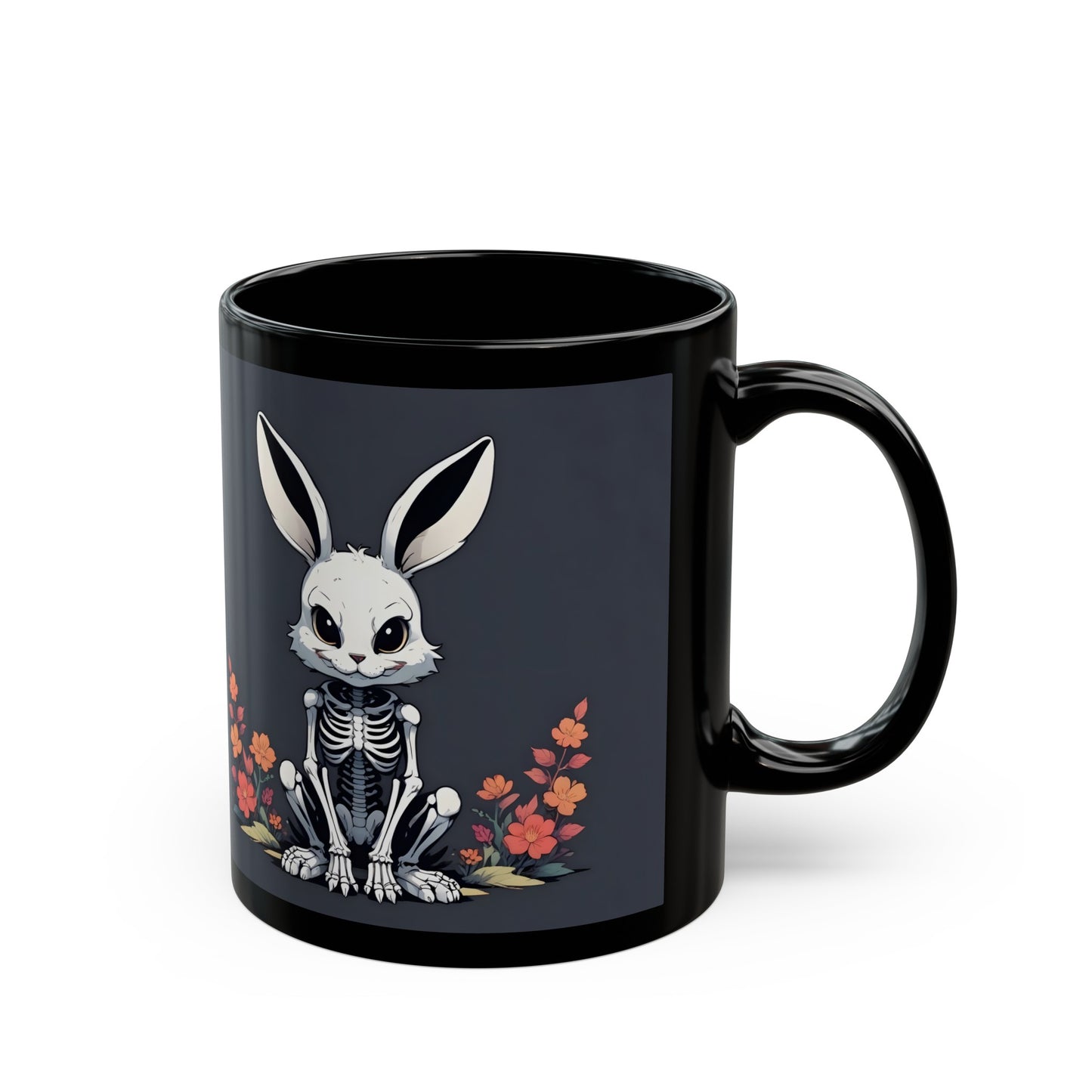 Skeleton Goth Bunny Black Coffee Mug (11oz, 15oz)