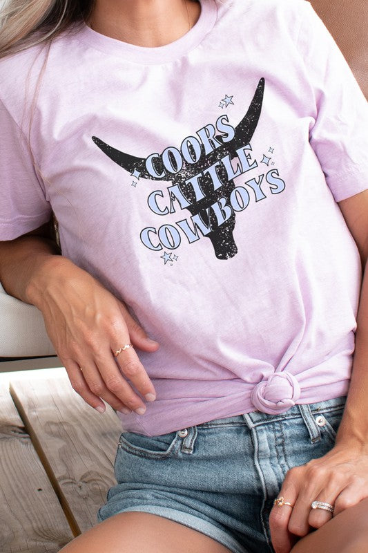 Coors Cattle Cowboys Longhorn Outline Graphic Tee