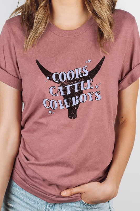 Coors Cattle Cowboys Longhorn Outline Graphic Tee