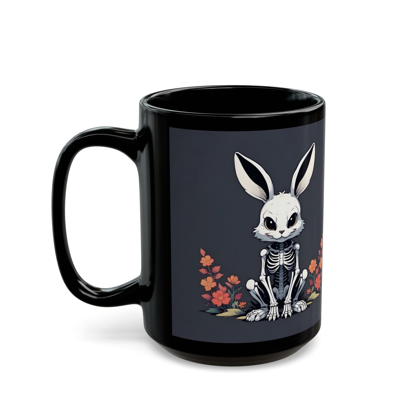 Skeleton Goth Bunny Black Coffee Mug (11oz, 15oz)