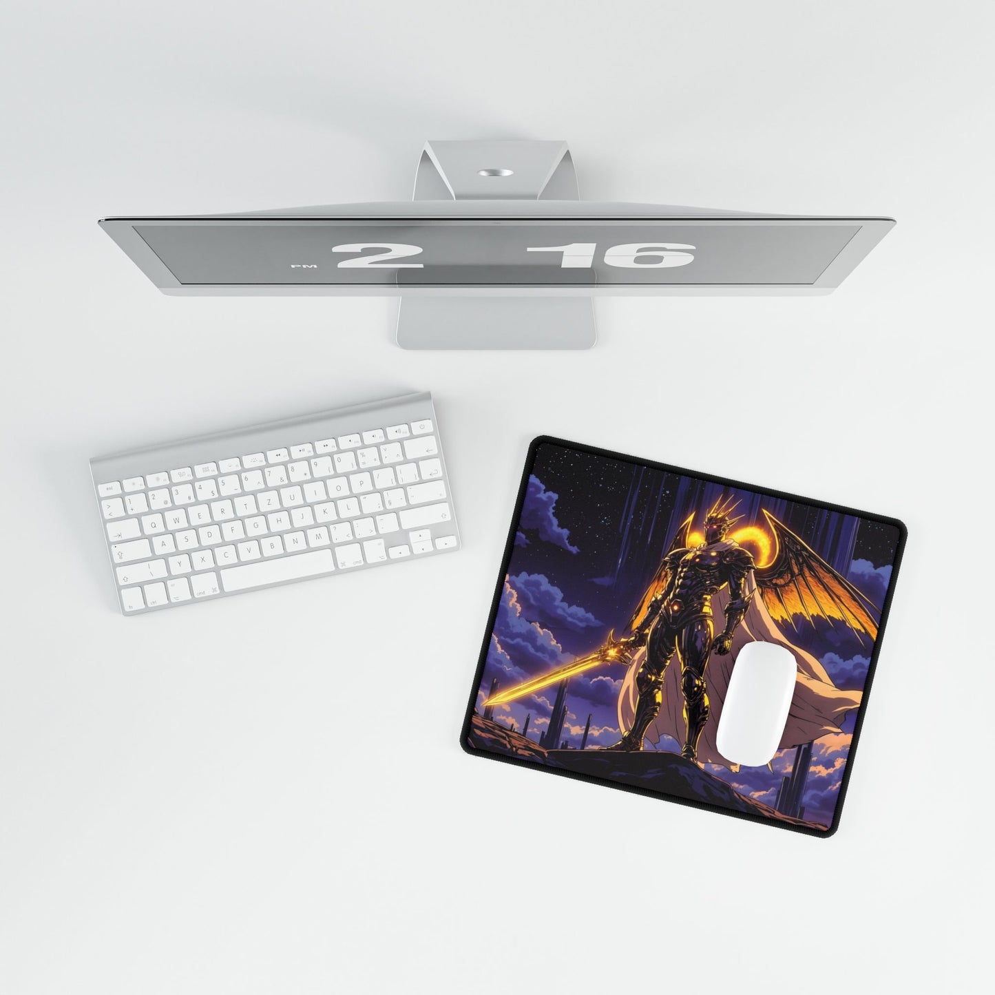 Celestial Warrior of Light Gaming Mouse Pad – Epic Fantasy RPG Art