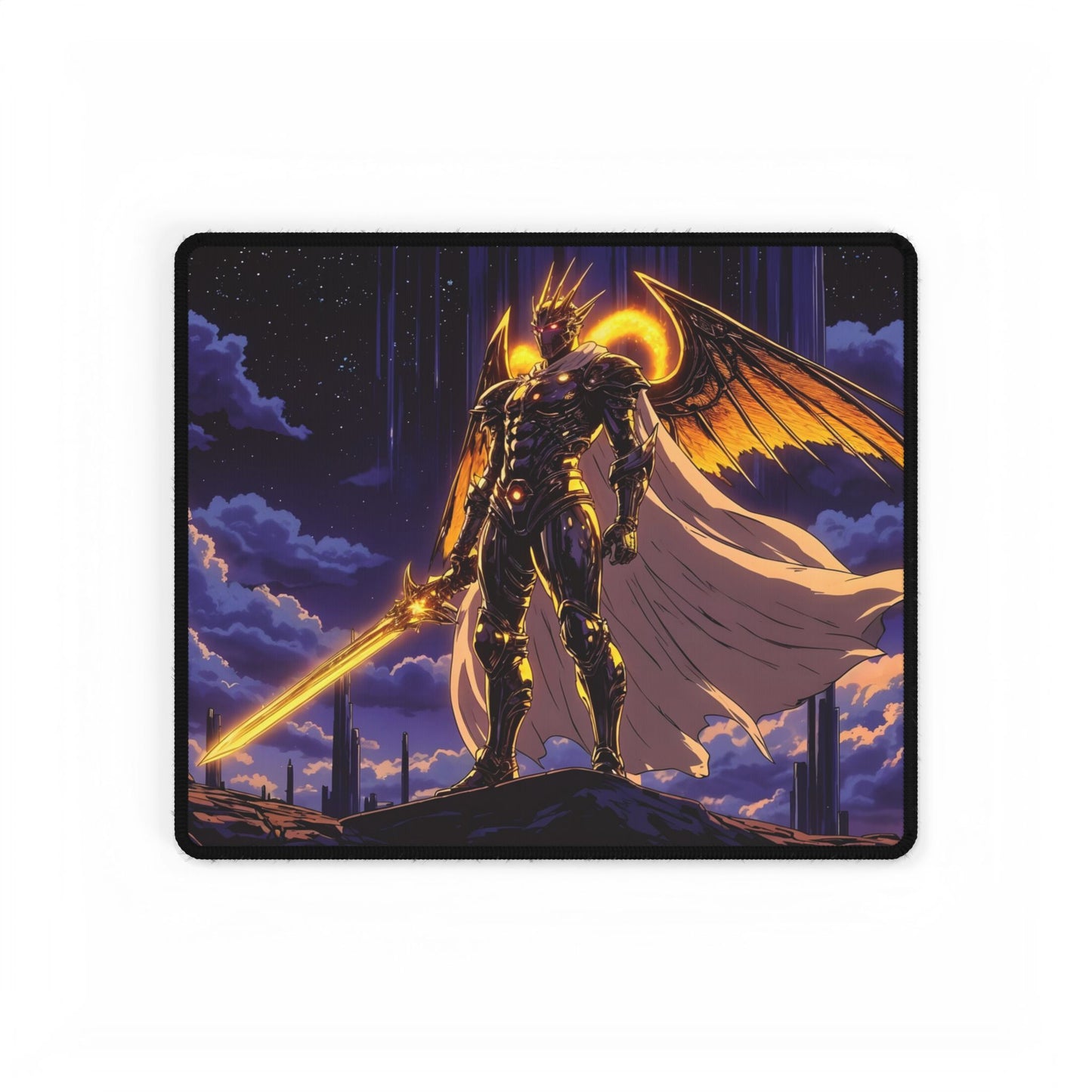 Celestial Warrior of Light Gaming Mouse Pad – Epic Fantasy RPG Art