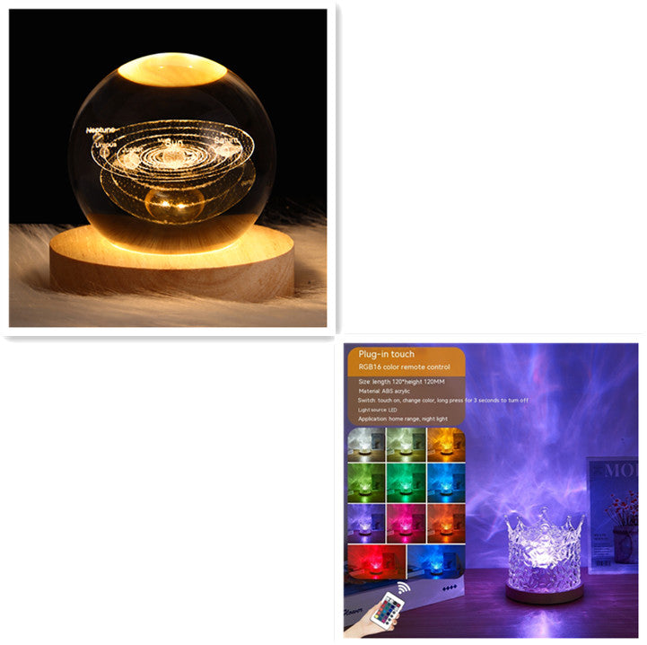 Night Light USB Rotating Projection Crystal Table Lamp