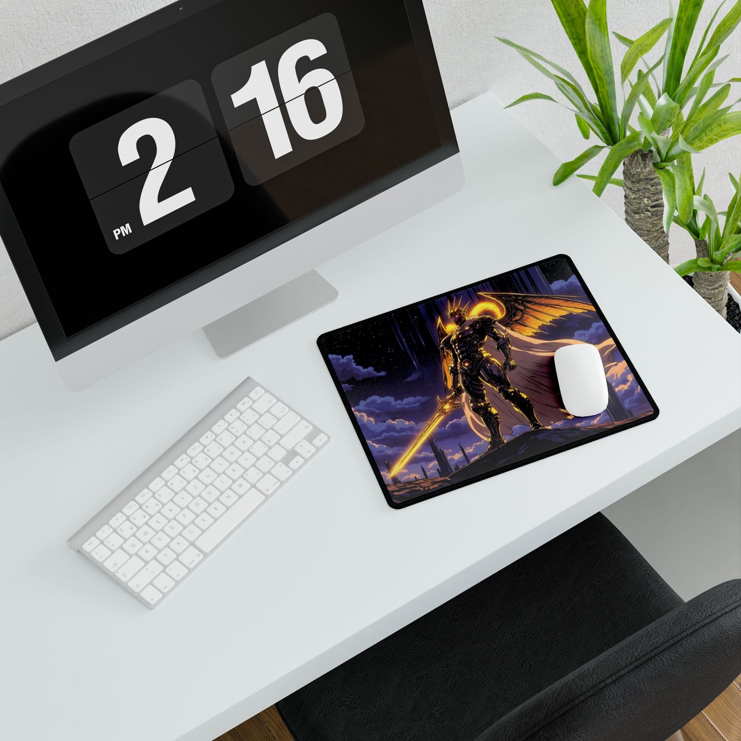 Celestial Warrior of Light Gaming Mouse Pad – Epic Fantasy RPG Art
