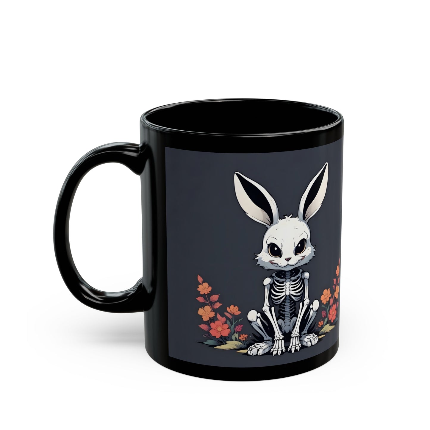 Skeleton Goth Bunny Black Coffee Mug (11oz, 15oz)
