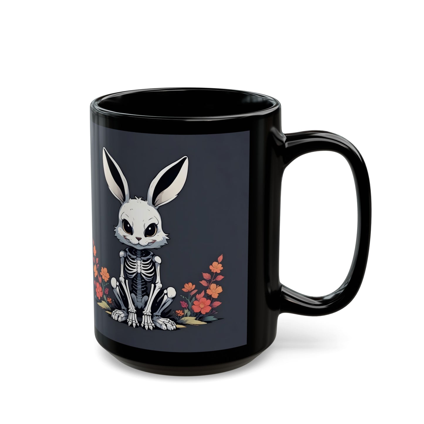 Skeleton Goth Bunny Black Coffee Mug (11oz, 15oz)