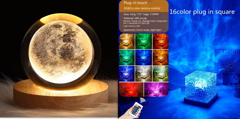 Night Light USB Rotating Projection Crystal Table Lamp