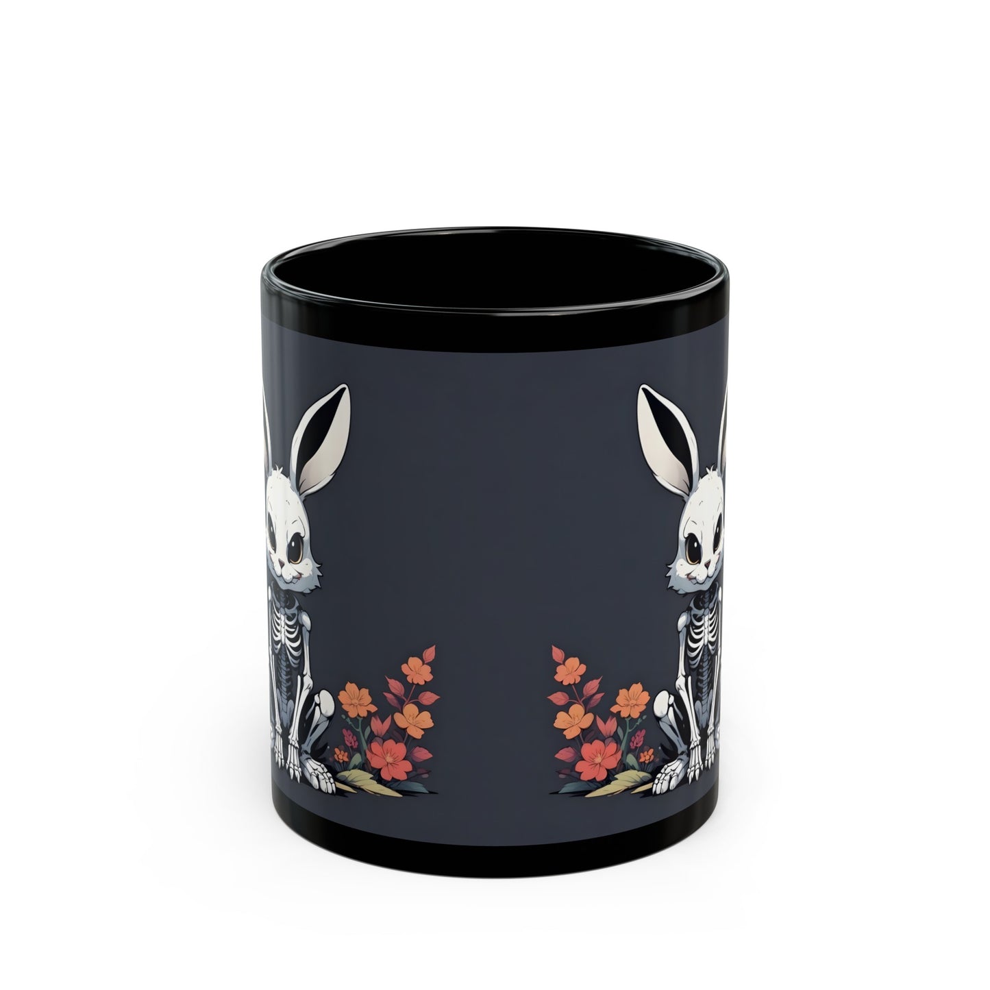Skeleton Goth Bunny Black Coffee Mug (11oz, 15oz)