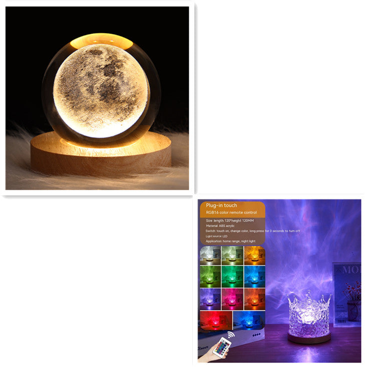 Night Light USB Rotating Projection Crystal Table Lamp