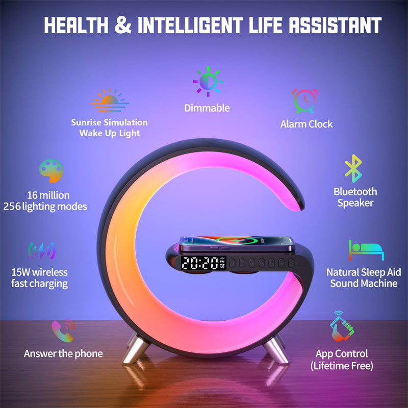 G Shaped Smart LED Bluetooth Speaker Wireless Charger