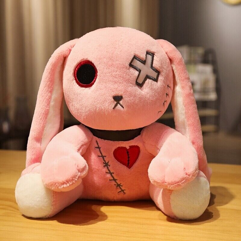Goth Punk Bunny Rabbit Plush Toy - 10in/25cm