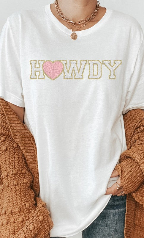 Heart Howdy Print Chenille Letter PLUS Graphic Tee