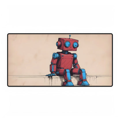 Red Robot Desk Mat and Mouse Pad