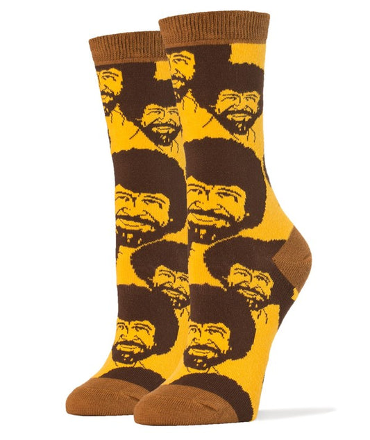 Bob Ross Flash Mob - Women's Funny Crew Socks