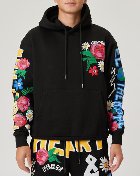 Flower Puff Print Hoodie