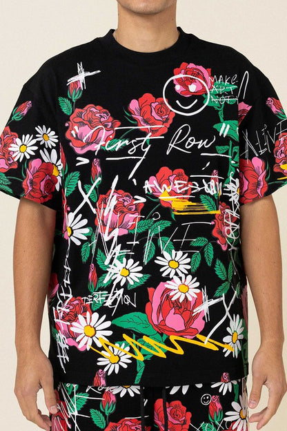 Allover Rose Bloom Print Tee