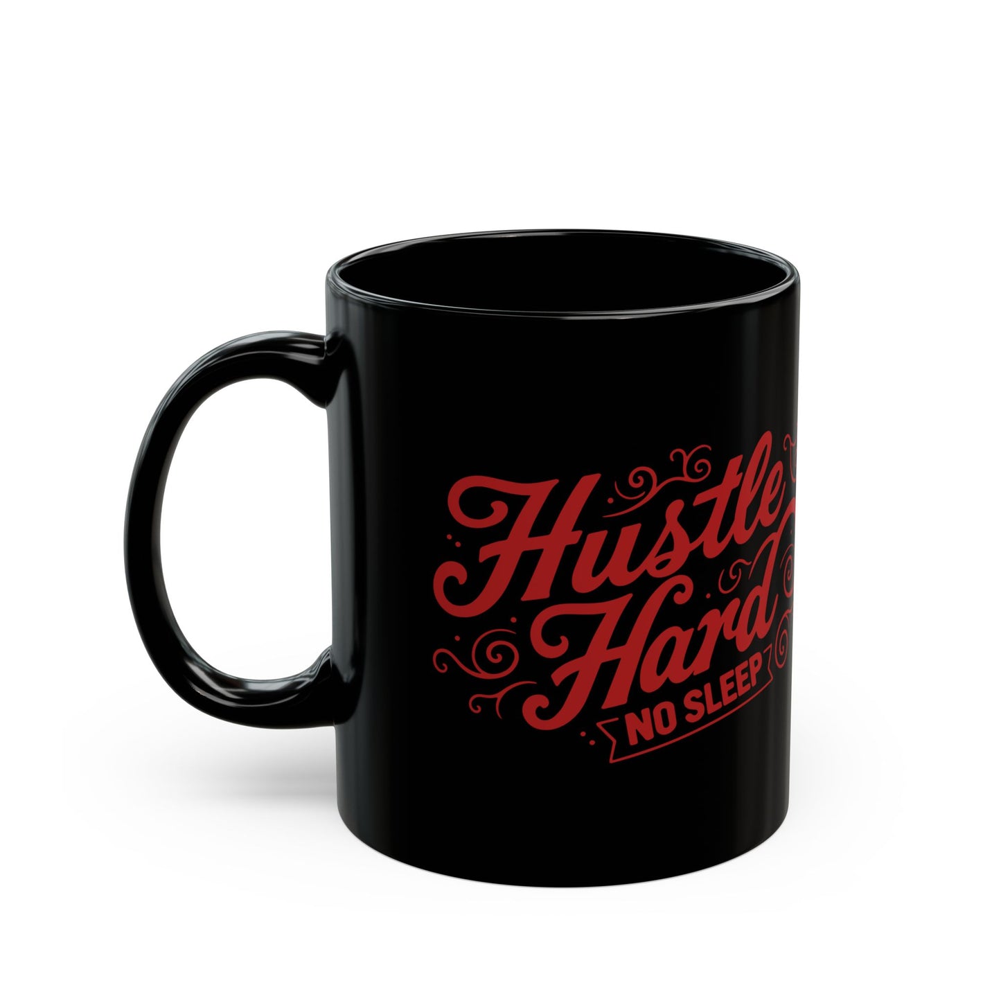 Hustle Hard Black Coffee Mug with Skull Design - 11oz & 15oz