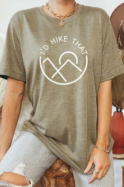 Id Hike That Abstract Mountain and Sun Graphic Tee