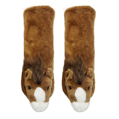 Horse Play - Women's Plush Animal Slipper Socks