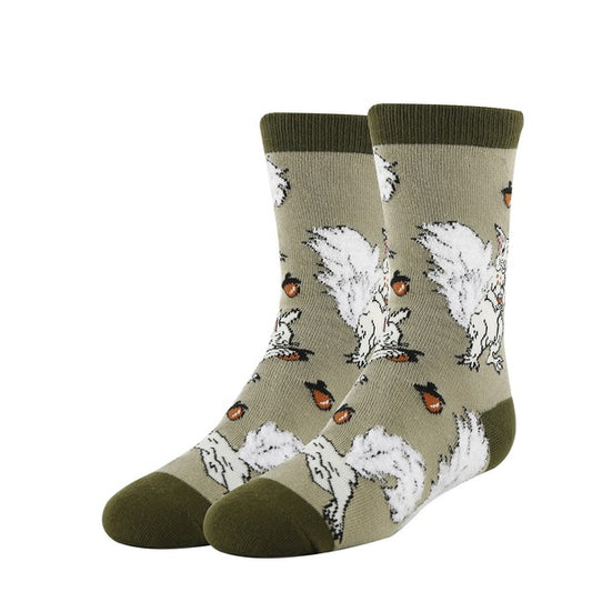 White Fox Squirrel - Kid's Funny Crew socks