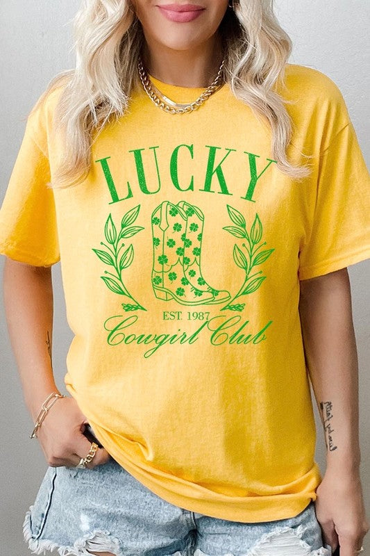 Lucky Cowgirl Boots  Graphic Heavy Cotton Tee