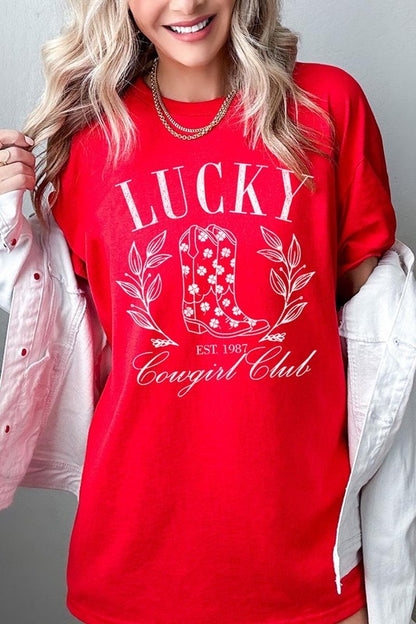 Lucky Cowgirl Boots  Graphic Heavy Cotton Tee