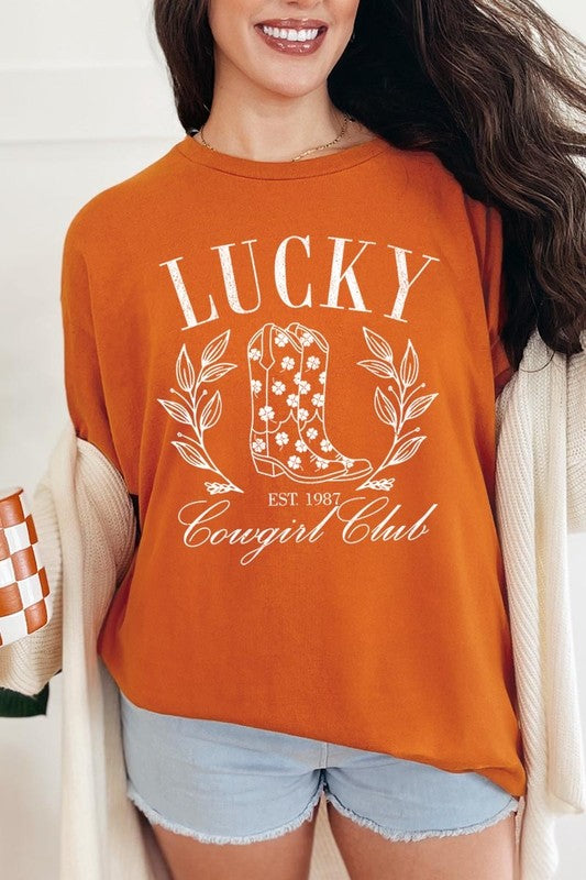 Lucky Cowgirl Boots  Graphic Heavy Cotton Tee