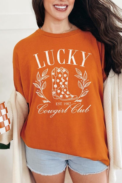 Lucky Cowgirl Boots  Graphic Heavy Cotton Tee