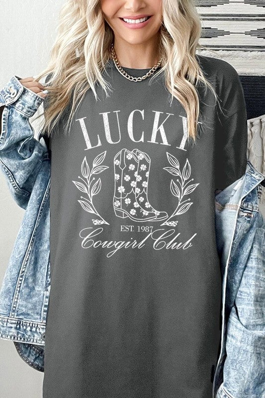 Lucky Cowgirl Boots  Graphic Heavy Cotton Tee