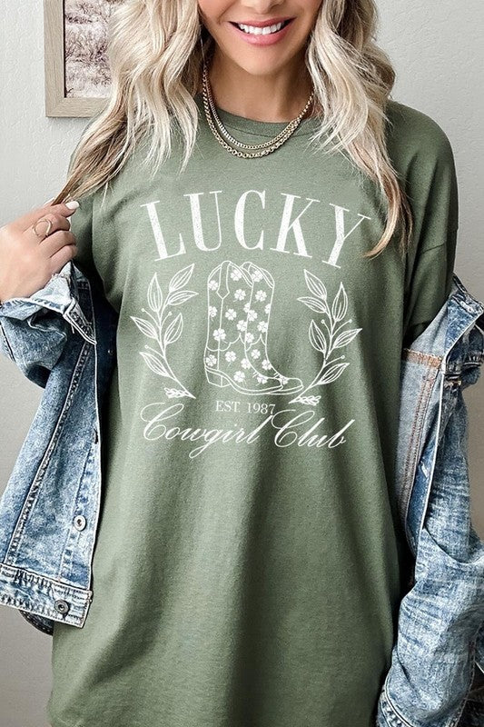 Lucky Cowgirl Boots  Graphic Heavy Cotton Tee