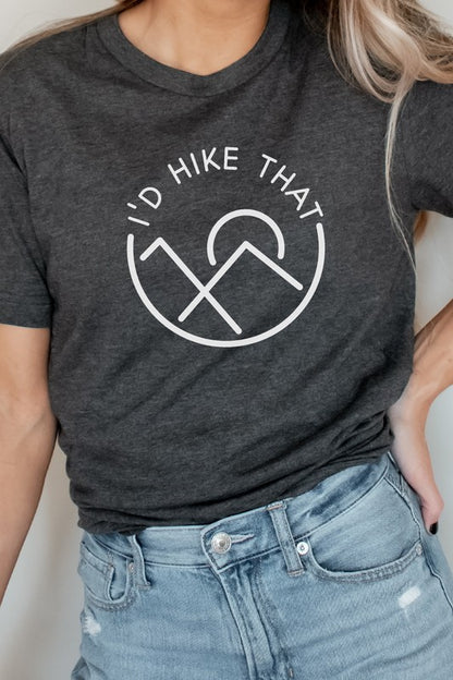 Id Hike That Abstract Mountain and Sun Graphic Tee