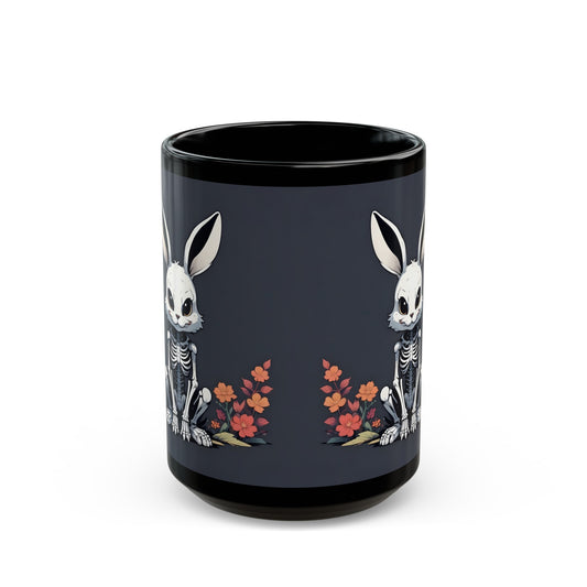 Skeleton Goth Bunny Black Coffee Mug (11oz, 15oz)