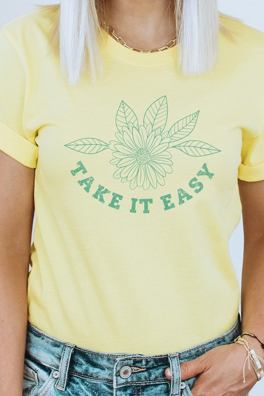 Take It Easy Boho Floral Graphic Tee