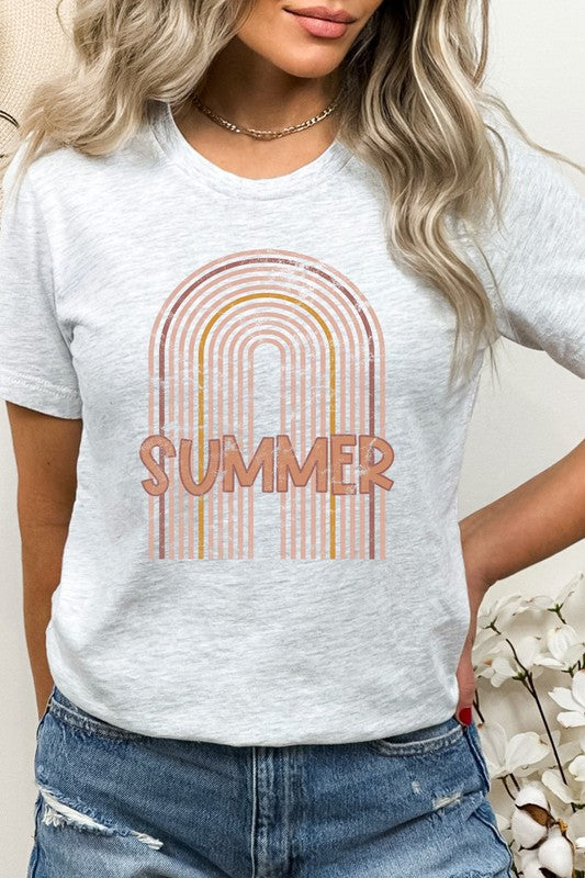 Summer Boho Pink Rainbow Graphic Tee