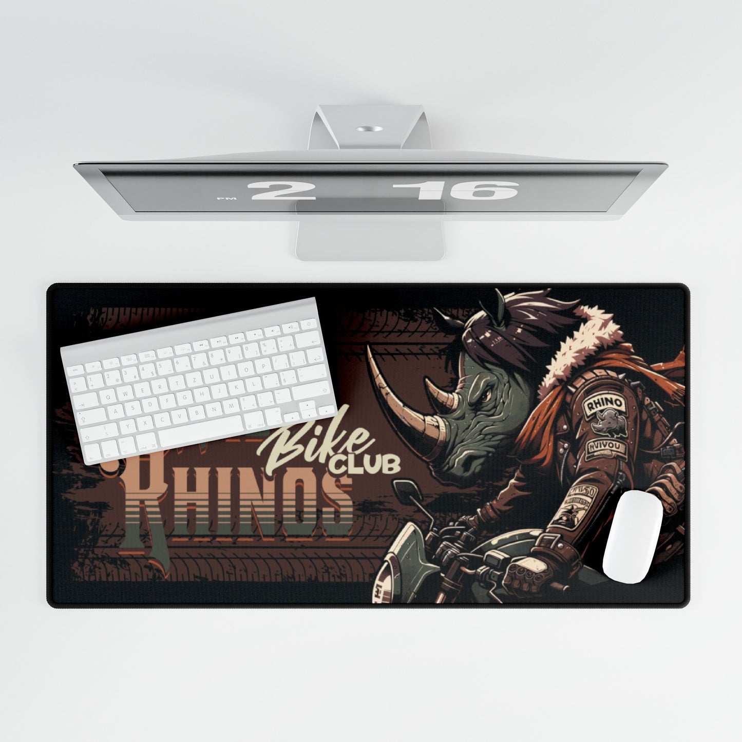 Wild rhino Biker Desk Mat & Mouse Pad