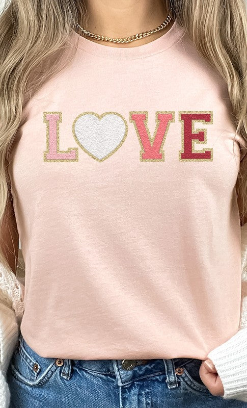 Love Faux Chenille Letters Graphic Tee