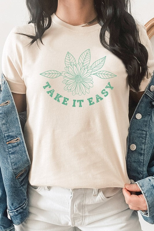 Take It Easy Boho Floral Graphic Tee