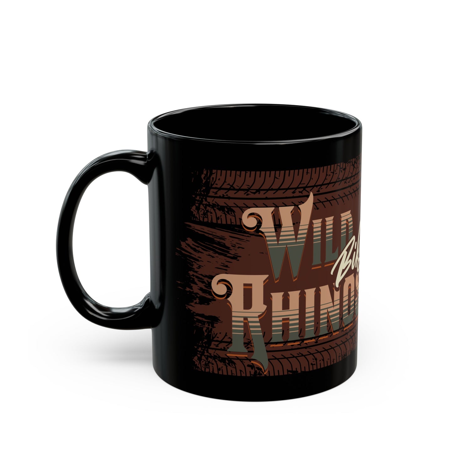 Wild Rhino Biker Black Coffee Mug (11oz, 15oz)