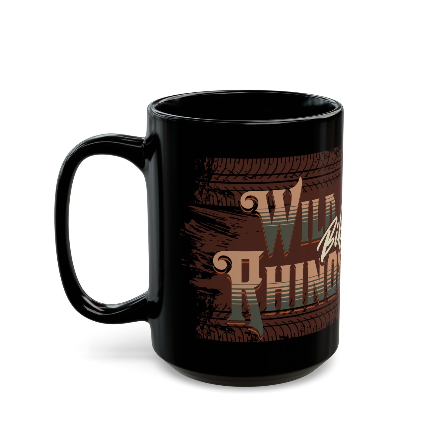 Wild Rhino Biker Black Coffee Mug (11oz, 15oz)