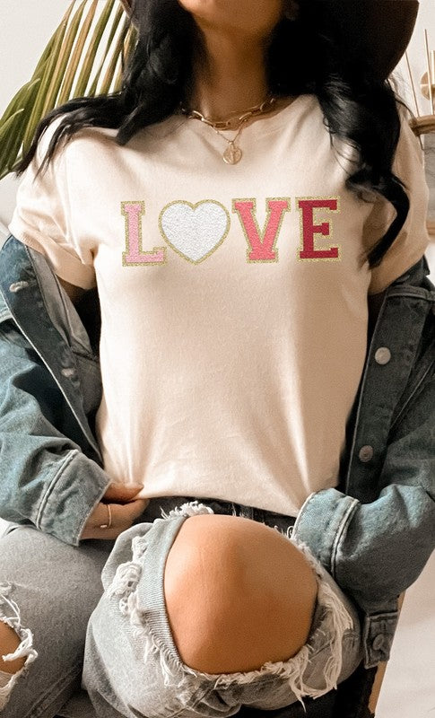 Love Faux Chenille Letters Graphic Tee