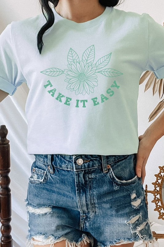 Take It Easy Boho Floral Graphic Tee