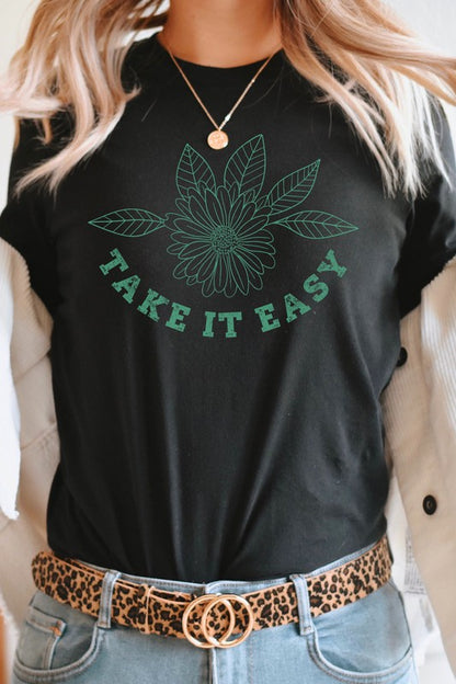 Take It Easy Boho Floral Graphic Tee