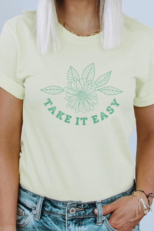 Take It Easy Boho Floral Graphic Tee